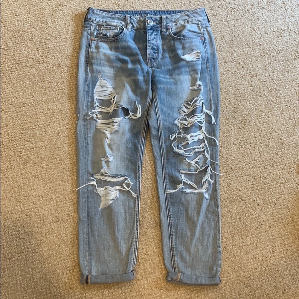 American Eagle ripped boyfriend jeans
